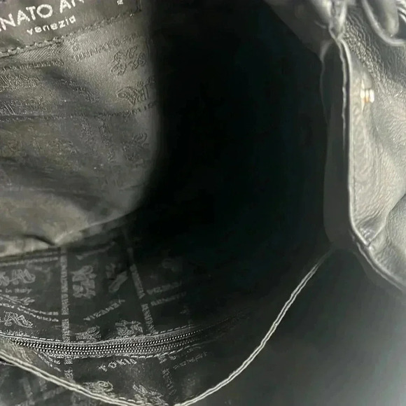 RENATO ANGI Venezia Black Genuine Leather Shoulder Bag Hobo - Picture 5 of 8